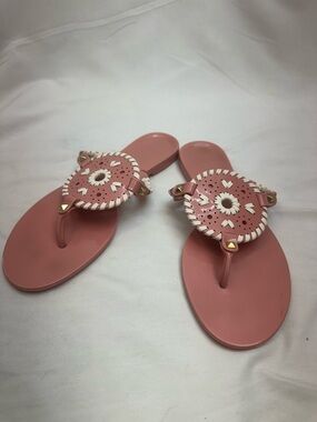 Jack Rogers Blush Pink Woven Medallion Thong Sandals 7